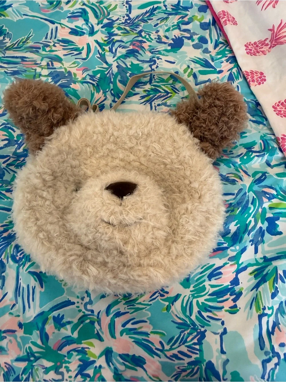 Jellycat Cream and Brown Bear Face Crossbody Bag